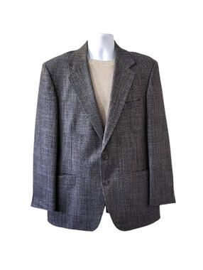 Orvis Wool Plaid Sport Coat Men's Size 42R Grey / Tan 2 Button Jacket USA Made